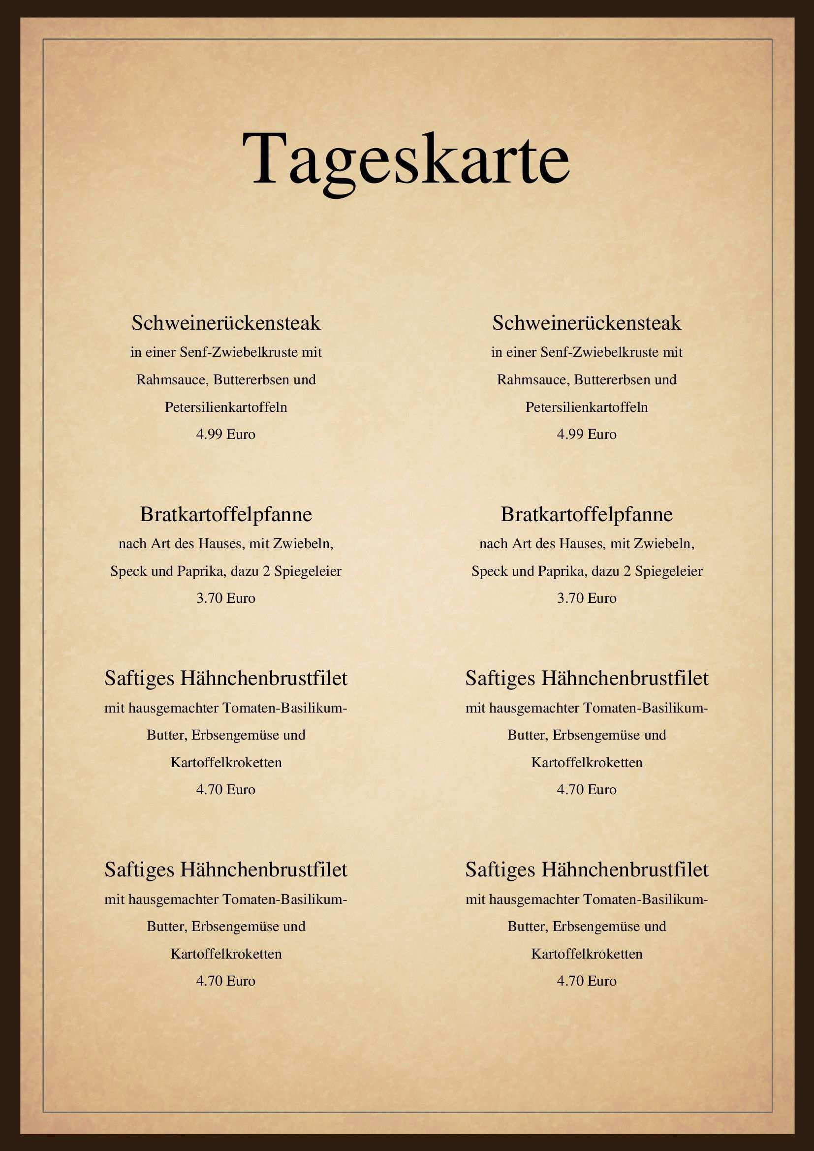 Cocktailkarte Vorlage Word
