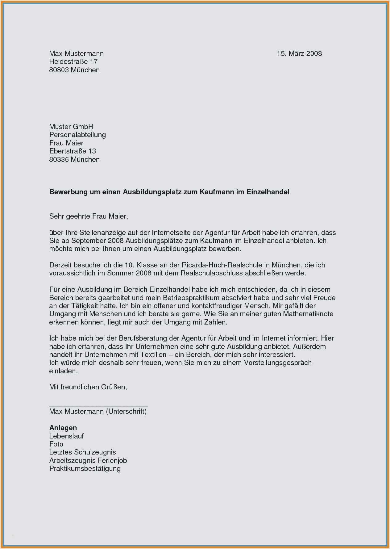 Dm Bewerbung Vorlage