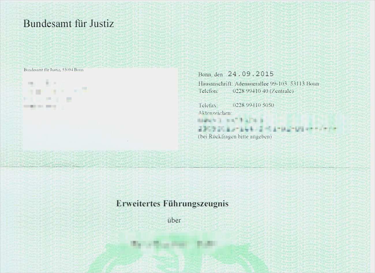 Fuehrungszeugnis Vorlage Behoerde
