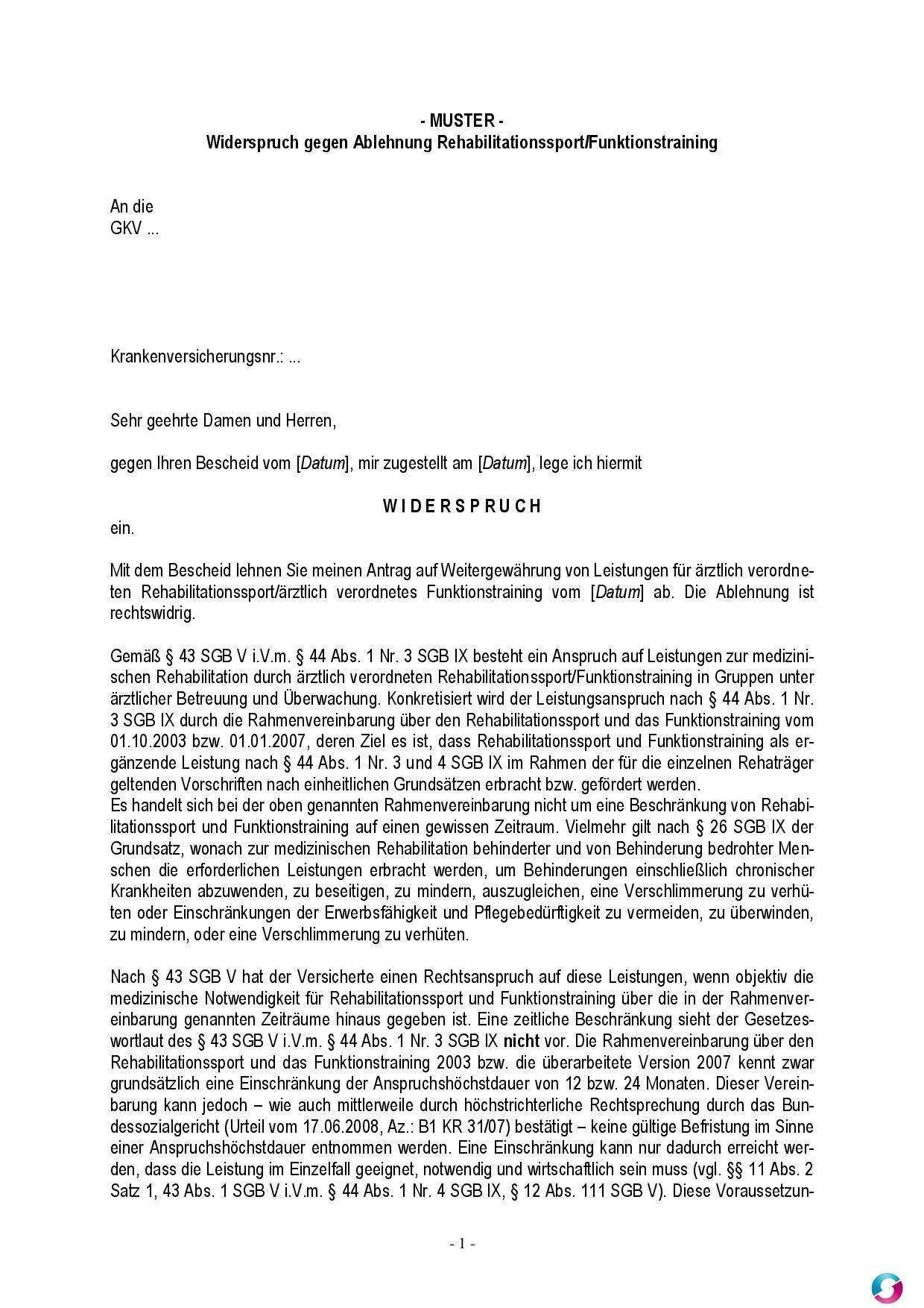 Widerspruch Beurteilung Muster